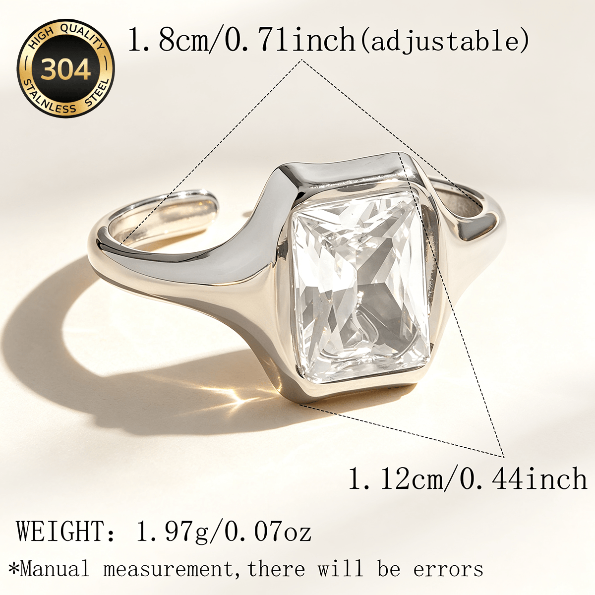 Women's Light Luxury Multi-Shape White Zircon Stainless Steel Ring